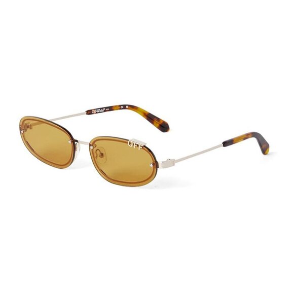 NEW OFF-WHITE SUNGLASSES UNISEX GOLD OVAL EYEWEAR OFF-WHITE